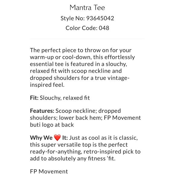 Free People FP Movement Mantra Tee Oversized White T Shirt Size M may fit L XL - Picture 10 of 10